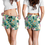 Floral Unicorn Pattern Print Women's Shorts