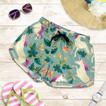 Floral Unicorn Pattern Print Women's Shorts