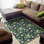 Flower And Leaf Lotus Pattern Print Area Rug