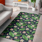 Flower And Leaf Lotus Pattern Print Area Rug
