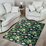 Flower And Leaf Lotus Pattern Print Area Rug