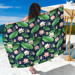 Flower And Leaf Lotus Pattern Print Beach Sarong Wrap