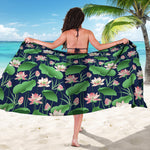 Flower And Leaf Lotus Pattern Print Beach Sarong Wrap