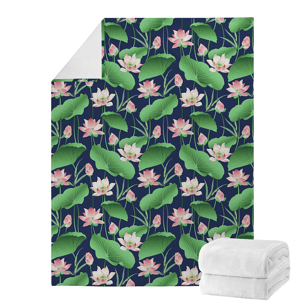 Flower And Leaf Lotus Pattern Print Blanket