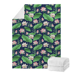 Flower And Leaf Lotus Pattern Print Blanket