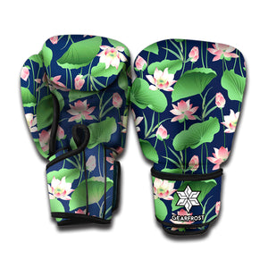 Flower And Leaf Lotus Pattern Print Boxing Gloves