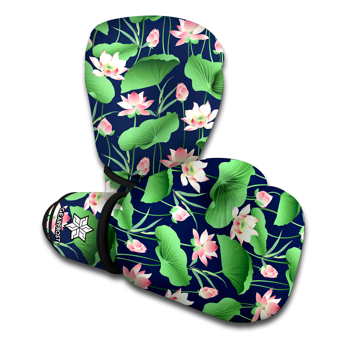 Flower And Leaf Lotus Pattern Print Boxing Gloves