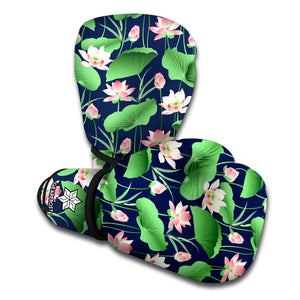 Flower And Leaf Lotus Pattern Print Boxing Gloves