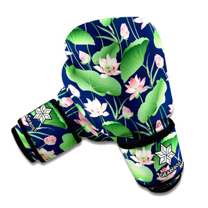 Flower And Leaf Lotus Pattern Print Boxing Gloves