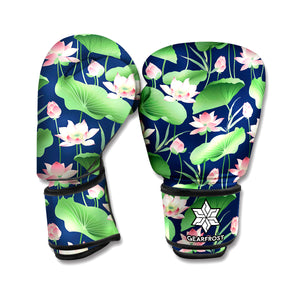 Flower And Leaf Lotus Pattern Print Boxing Gloves