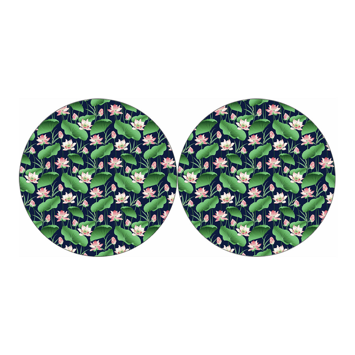 Flower And Leaf Lotus Pattern Print Car Coasters