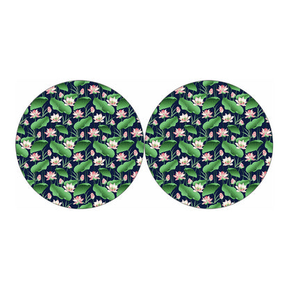 Flower And Leaf Lotus Pattern Print Car Coasters