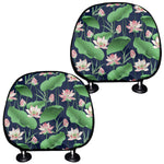 Flower And Leaf Lotus Pattern Print Car Headrest Covers