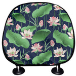 Flower And Leaf Lotus Pattern Print Car Headrest Covers