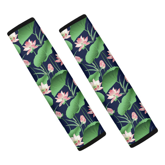 Flower And Leaf Lotus Pattern Print Car Seat Belt Covers