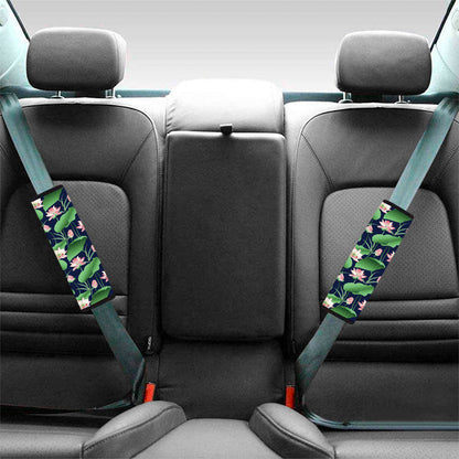 Flower And Leaf Lotus Pattern Print Car Seat Belt Covers