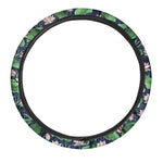 Flower And Leaf Lotus Pattern Print Car Steering Wheel Cover