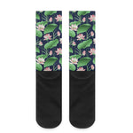Flower And Leaf Lotus Pattern Print Crew Socks