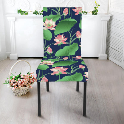 Flower And Leaf Lotus Pattern Print Dining Chair Slipcover