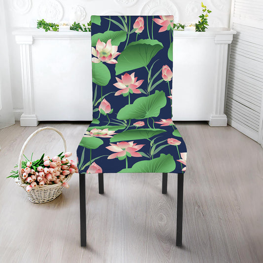 Flower And Leaf Lotus Pattern Print Dining Chair Slipcover