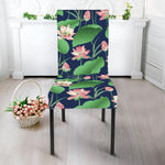 Flower And Leaf Lotus Pattern Print Dining Chair Slipcover