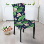 Flower And Leaf Lotus Pattern Print Dining Chair Slipcover