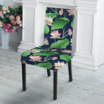 Flower And Leaf Lotus Pattern Print Dining Chair Slipcover