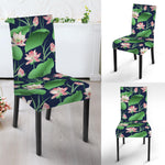 Flower And Leaf Lotus Pattern Print Dining Chair Slipcover
