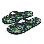 Flower And Leaf Lotus Pattern Print Flip Flops