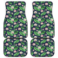Flower And Leaf Lotus Pattern Print Front and Back Car Floor Mats