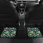 Flower And Leaf Lotus Pattern Print Front and Back Car Floor Mats