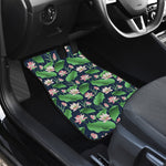 Flower And Leaf Lotus Pattern Print Front and Back Car Floor Mats
