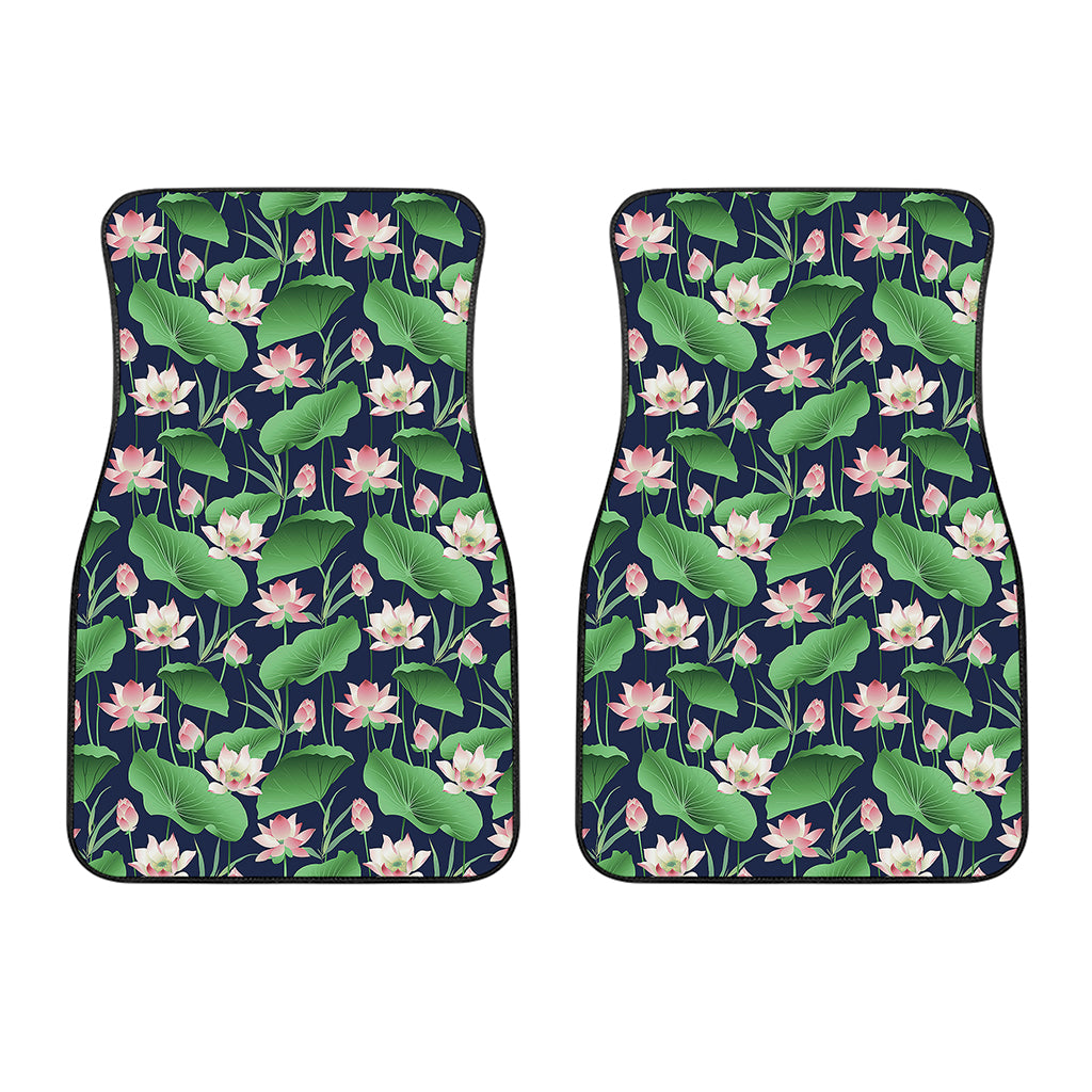 Flower And Leaf Lotus Pattern Print Front Car Floor Mats