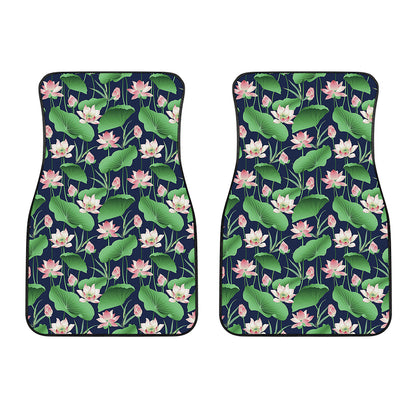 Flower And Leaf Lotus Pattern Print Front Car Floor Mats