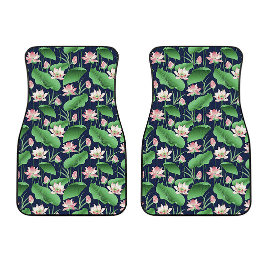 Flower And Leaf Lotus Pattern Print Front Car Floor Mats