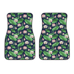 Flower And Leaf Lotus Pattern Print Front Car Floor Mats