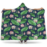 Flower And Leaf Lotus Pattern Print Hooded Blanket