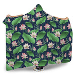 Flower And Leaf Lotus Pattern Print Hooded Blanket
