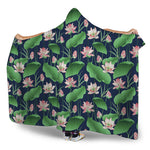 Flower And Leaf Lotus Pattern Print Hooded Blanket