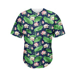 Flower And Leaf Lotus Pattern Print Men's Baseball Jersey
