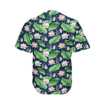 Flower And Leaf Lotus Pattern Print Men's Baseball Jersey