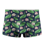 Flower And Leaf Lotus Pattern Print Men's Boxer Briefs