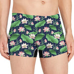 Flower And Leaf Lotus Pattern Print Men's Boxer Briefs