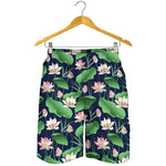 Flower And Leaf Lotus Pattern Print Men's Shorts