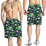 Flower And Leaf Lotus Pattern Print Men's Shorts