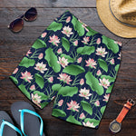 Flower And Leaf Lotus Pattern Print Men's Shorts
