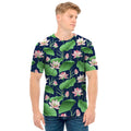 Flower And Leaf Lotus Pattern Print Men's T-Shirt