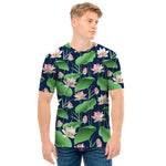 Flower And Leaf Lotus Pattern Print Men's T-Shirt