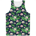 Flower And Leaf Lotus Pattern Print Men's Tank Top