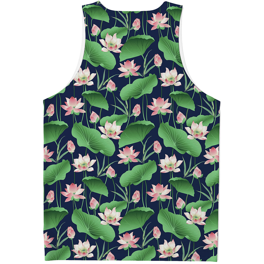 Flower And Leaf Lotus Pattern Print Men's Tank Top